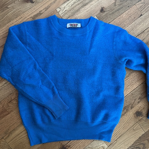 Adorable French Vintage Rodier Wool Blend Sweater Shirt Bright Blue xs - Picture 1 of 4